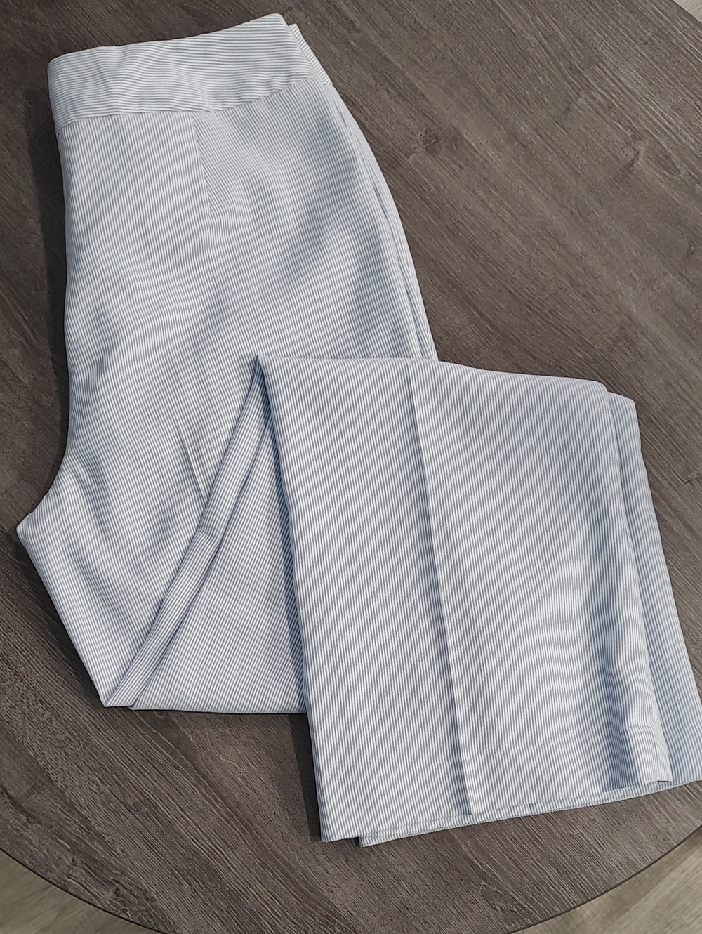 Jones New York Light Blue Pinstripe Wide-Leg Trousers